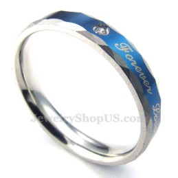 Anel De Casal De Titânio Azul Forever Love (Feminino)