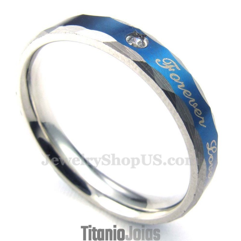 Anel De Casal De Titânio Azul Forever Love (Feminino) Anel De Casal De Titânio Azul Forever Love (Feminino)