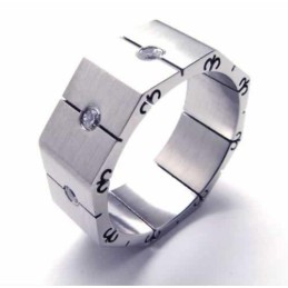 Anel De Corte Com Incrustações De Titânio De 8 Mm E Diamantes
