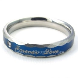 Anel De Casal De Titânio Azul Forever Love (Feminino)
