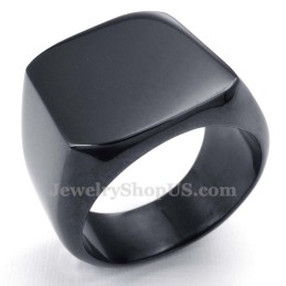 Anel Masculino De Titânio Preto Liso