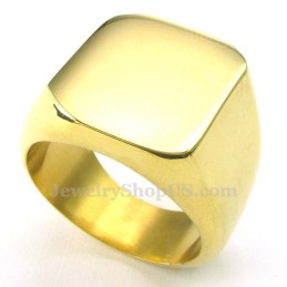 Anel Masculino De Titânio Dourado Liso