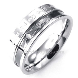 Anel De Titânio Para Amantes Com Strass Branco