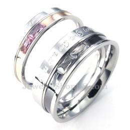 Anel De Titânio Para Amantes Com Strass Vermelho