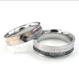 Anel De Titânio Para Amantes Com Strass Vermelho
