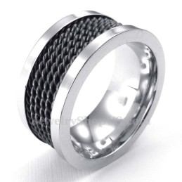 Anel De Titânio Com Fio Preto