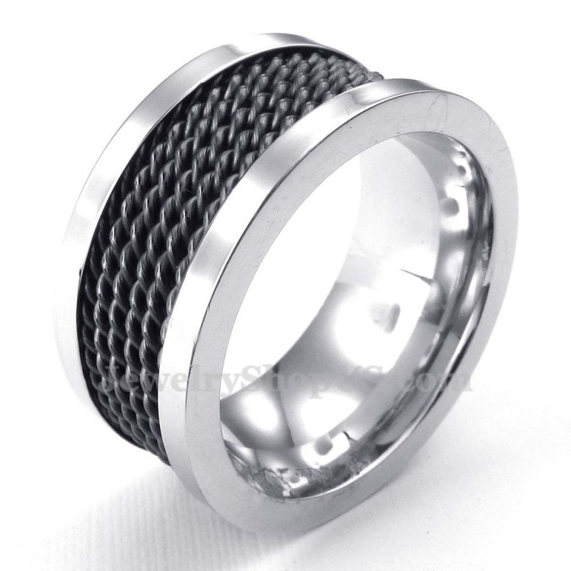 Anel De Titânio Com Fio Preto Anel De Titânio Com Fio Preto