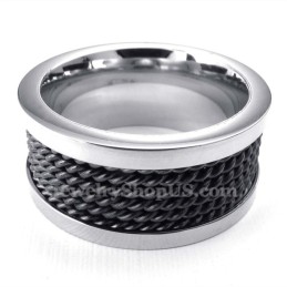 Anel De Titânio Com Fio Preto