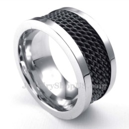 Anel De Titânio Com Fio Preto