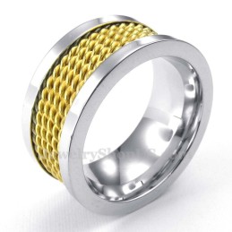 Anel De Titânio Com Fio De Ouro