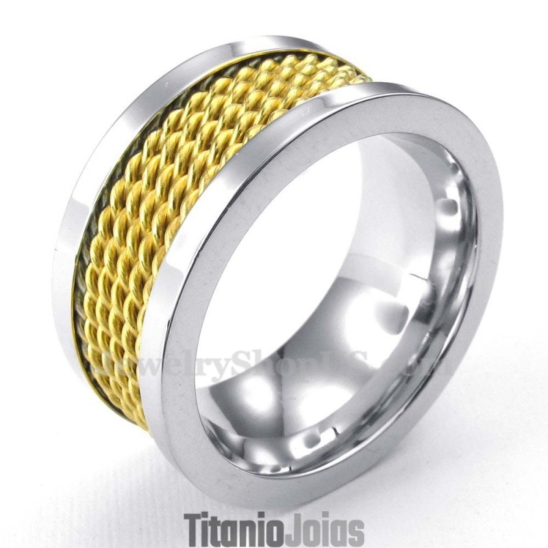 Anel De Titânio Com Fio De Ouro Anel De Titânio Com Fio De Ouro
