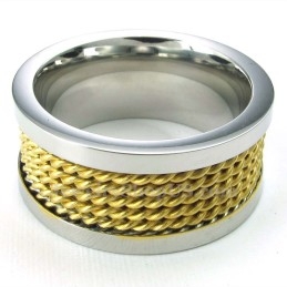 Anel De Titânio Com Fio De Ouro