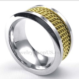 Anel De Titânio Com Fio De Ouro