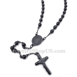Colar Com Pingente De Jesus Em Titânio Preto
