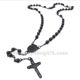 Colar Com Pingente De Jesus Em Titânio Preto