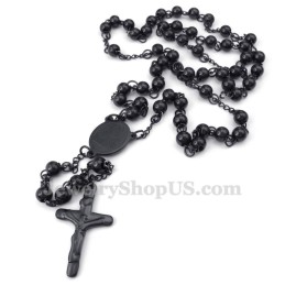 Colar Com Pingente De Jesus Em Titânio Preto