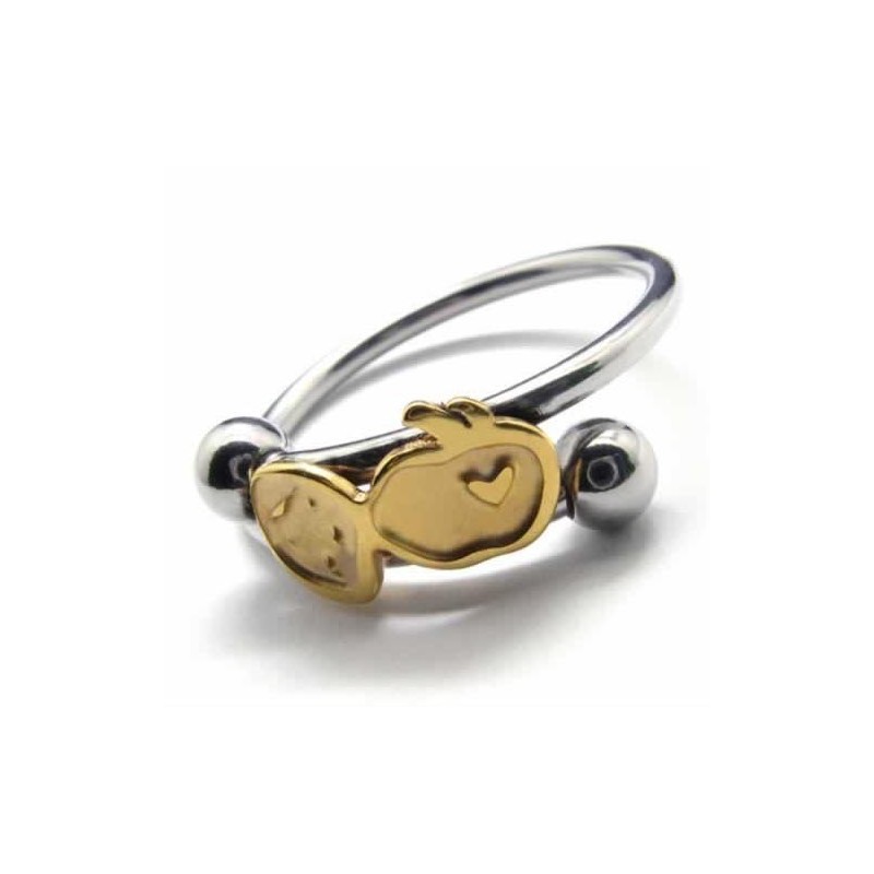Anel Fruit Love 8Mm Em Titânio E Ouro Anel Fruit Love 8Mm Em Titânio E Ouro