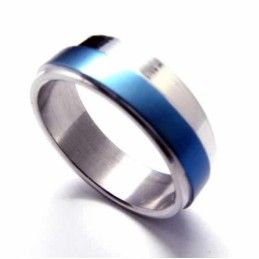 Anel Masculino De Titânio Azul De 6 Mm