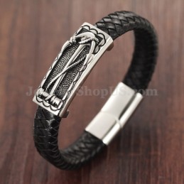Pulseira Requintada De Couro De Titânio Masculina C948
