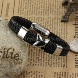 Pulseira De Couro De Titânio Masculina Da Moda C902