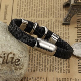 Pulseira De Couro De Titânio Masculina Da Moda C902