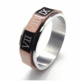 Anel De Titânio Masculino De 7 Mm Com Algarismos Romanos