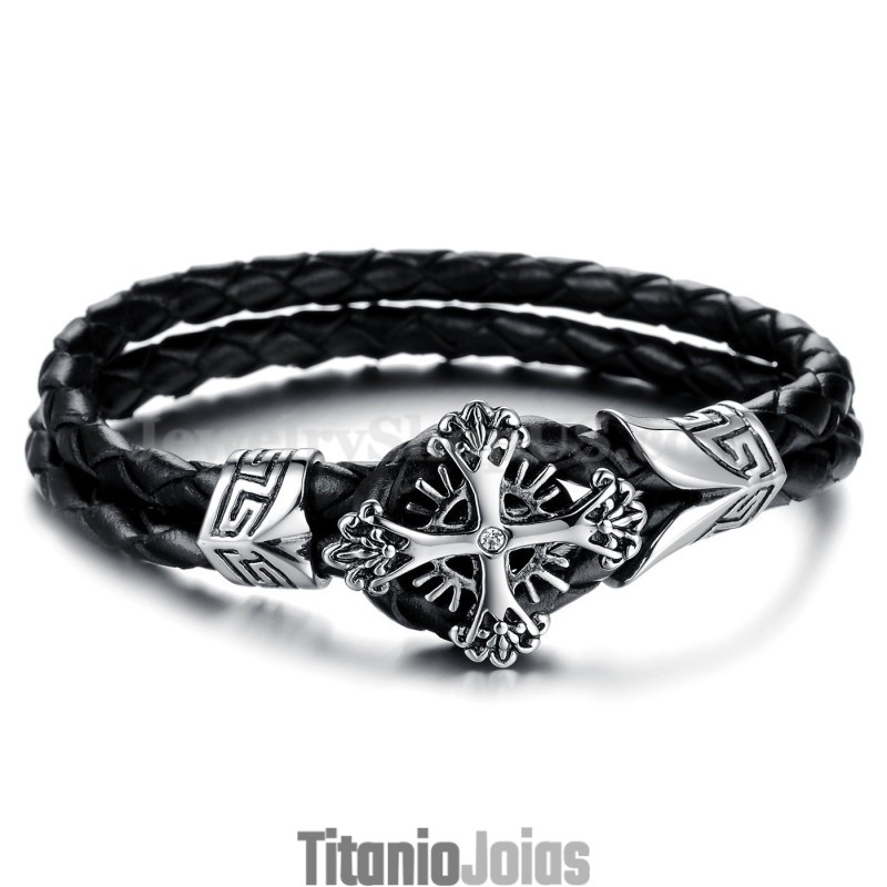 Pulseira Masculina Personalizada De Couro De Titânio Em Malha C869 Pulseira Masculina Personalizada De Couro De Titânio Em Malha C869