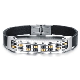 Pulseira Masculina De Couro De Titânio C839 Em Promoção