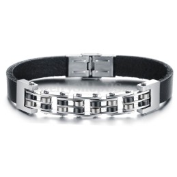 Pulseira Masculina De Couro De Titânio C839 Em Promoção