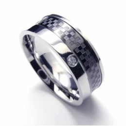 Anel De Corte Com Incrustações De Titânio De 8 Mm E Diamantes
