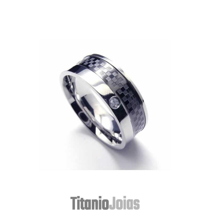 Anel De Corte Com Incrustações De Titânio De 8 Mm E Diamantes Anel De Corte Com Incrustações De Titânio De 8 Mm E Diamantes
