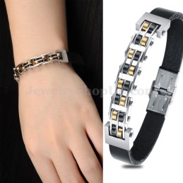 Pulseira Masculina De Couro De Titânio C839 Em Promoção