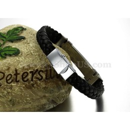 Pulseira De Couro De Titânio Masculina Personality C817