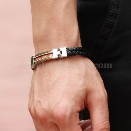 Pulseira De Couro De Titânio Masculina Personality C817