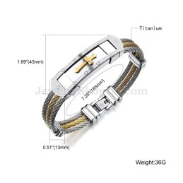 Pulseira Masculina Clássica De Titânio Com Cruz C782