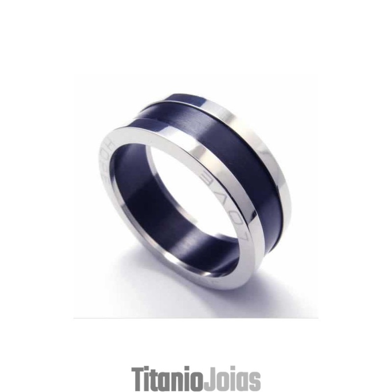 Anel Love 8Mm Em Titânio Preto Anel Love 8Mm Em Titânio Preto
