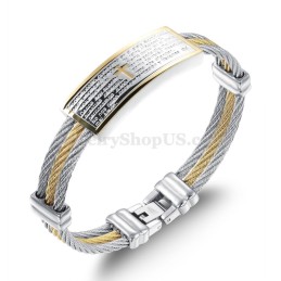 Pulseira Masculina De Titânio Com Cruz Dourada E Prateada C759