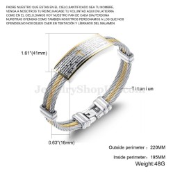 Pulseira Masculina De Titânio Com Cruz Dourada E Prateada C759