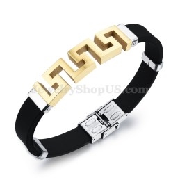 Pulseira Masculina De Titânio Dourado Oco C996