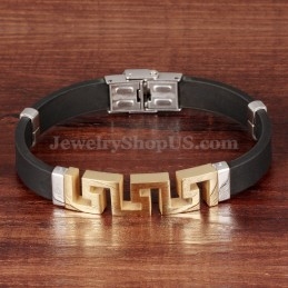 Pulseira Masculina De Titânio Dourado Oco C996