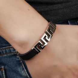 Pulseira Masculina De Titânio Dourado Oco C996