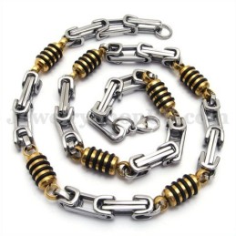 Colar Com Corrente De Titânio Masculino Prateado E Dourado