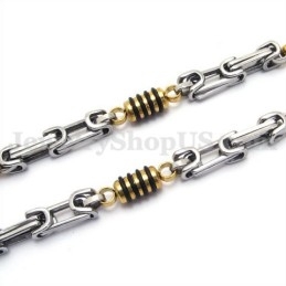 Colar Com Corrente De Titânio Masculino Prateado E Dourado