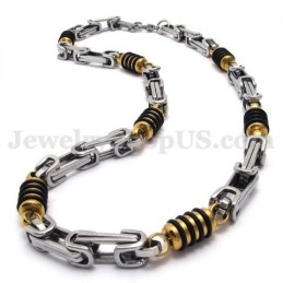Colar Com Corrente De Titânio Masculino Prateado E Dourado