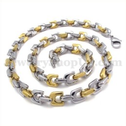 Colar De Corrente De Titânio Masculino Dourado Da Moda
