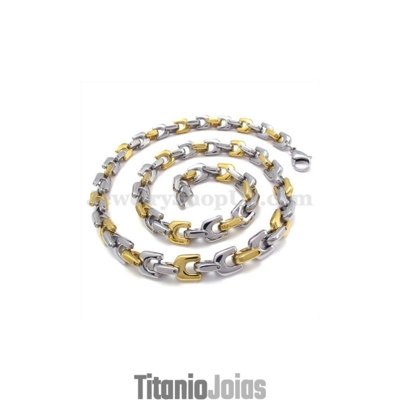 Colar De Corrente De Titânio Masculino Dourado Da Moda Colar De Corrente De Titânio Masculino Dourado Da Moda