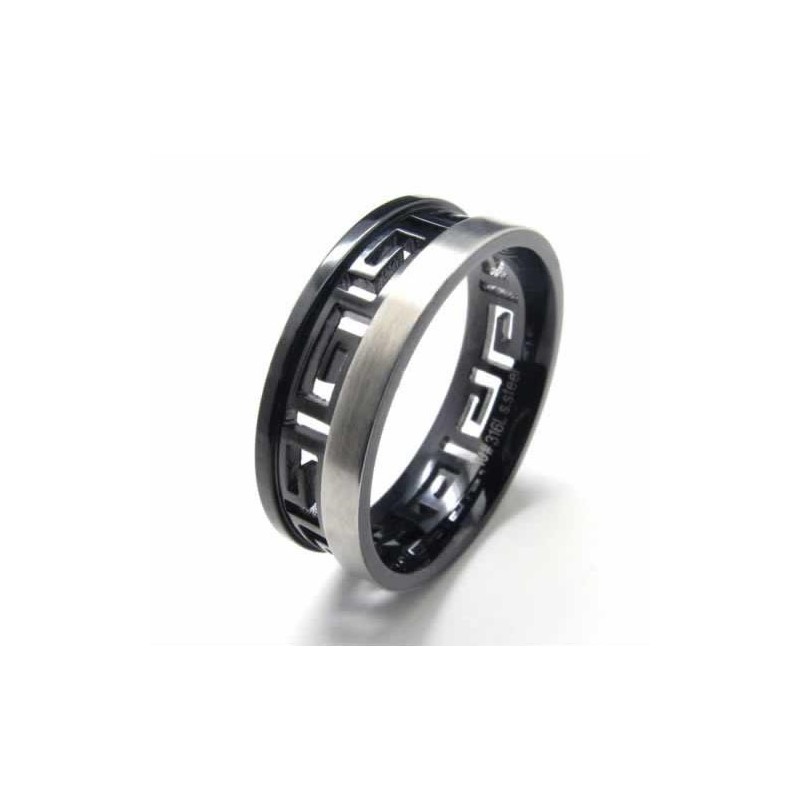 Anel Giratório Com Chave Grega De Titânio Preto De 7 Mm Anel Giratório Com Chave Grega De Titânio Preto De 7 Mm