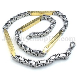 Colar Com Corrente De Titânio Masculino Prateado E Dourado