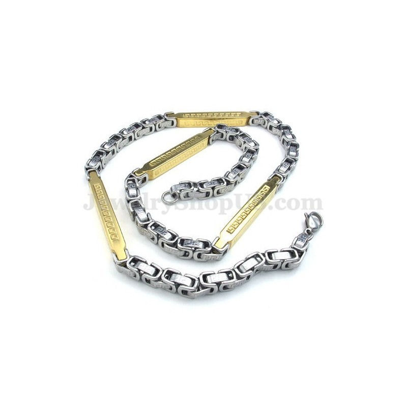 Colar Com Corrente De Titânio Masculino Prateado E Dourado Colar Com Corrente De Titânio Masculino Prateado E Dourado
