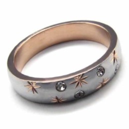 Anel De Corte Com Incrustações De Ouro E Titânio De 4 Mm Com Diamantes